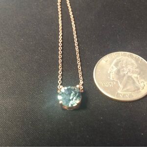 PARK LANE rose gold tone necklace stormy blue 3 carat CZ